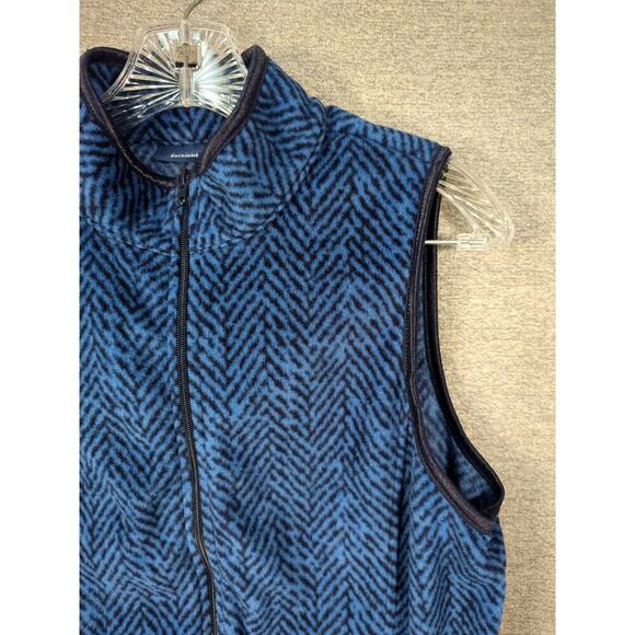 Fleece Vest Women's Basic Edition Full Zip Soft Blue Chevron Pattern Size Medium - Picture 2 of 8